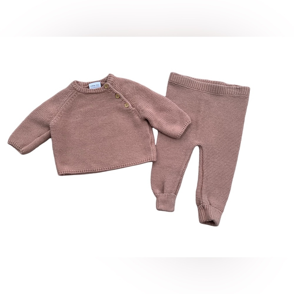 Little Co. Size 6 Months Sweater and Joggers Knit Set in Dusty Rose Mauve